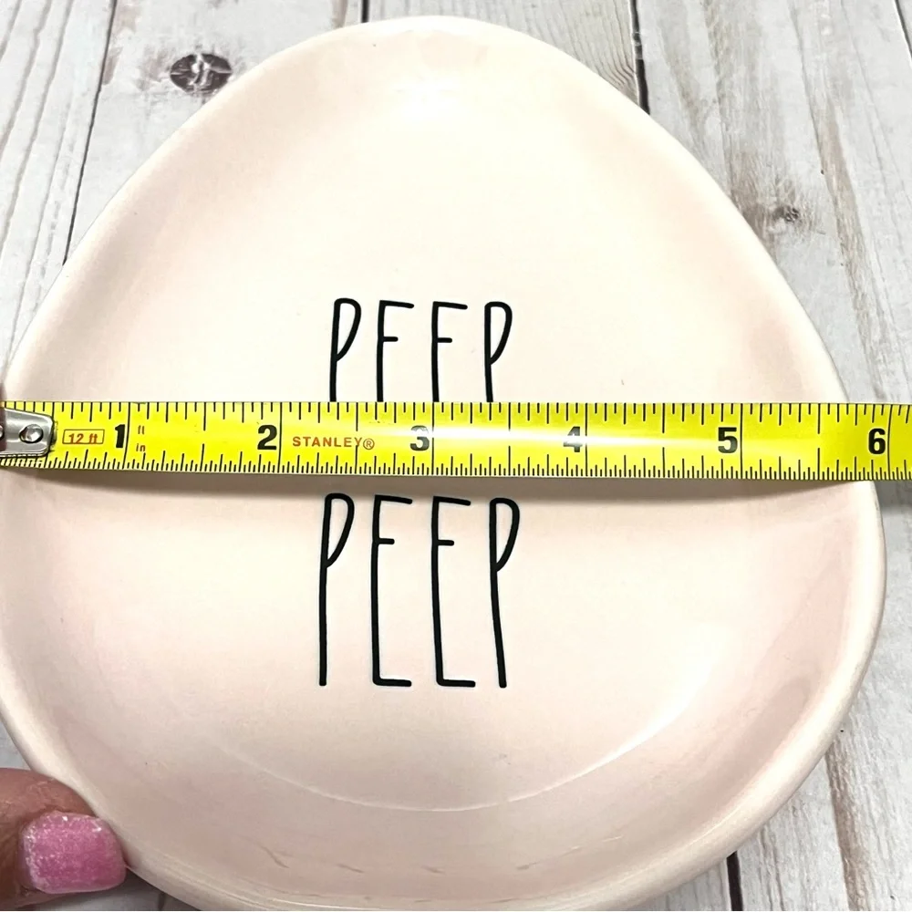 Rae Dunn Easter Pink Egg-Shaped Plate Decor “PEEP, PEEP”